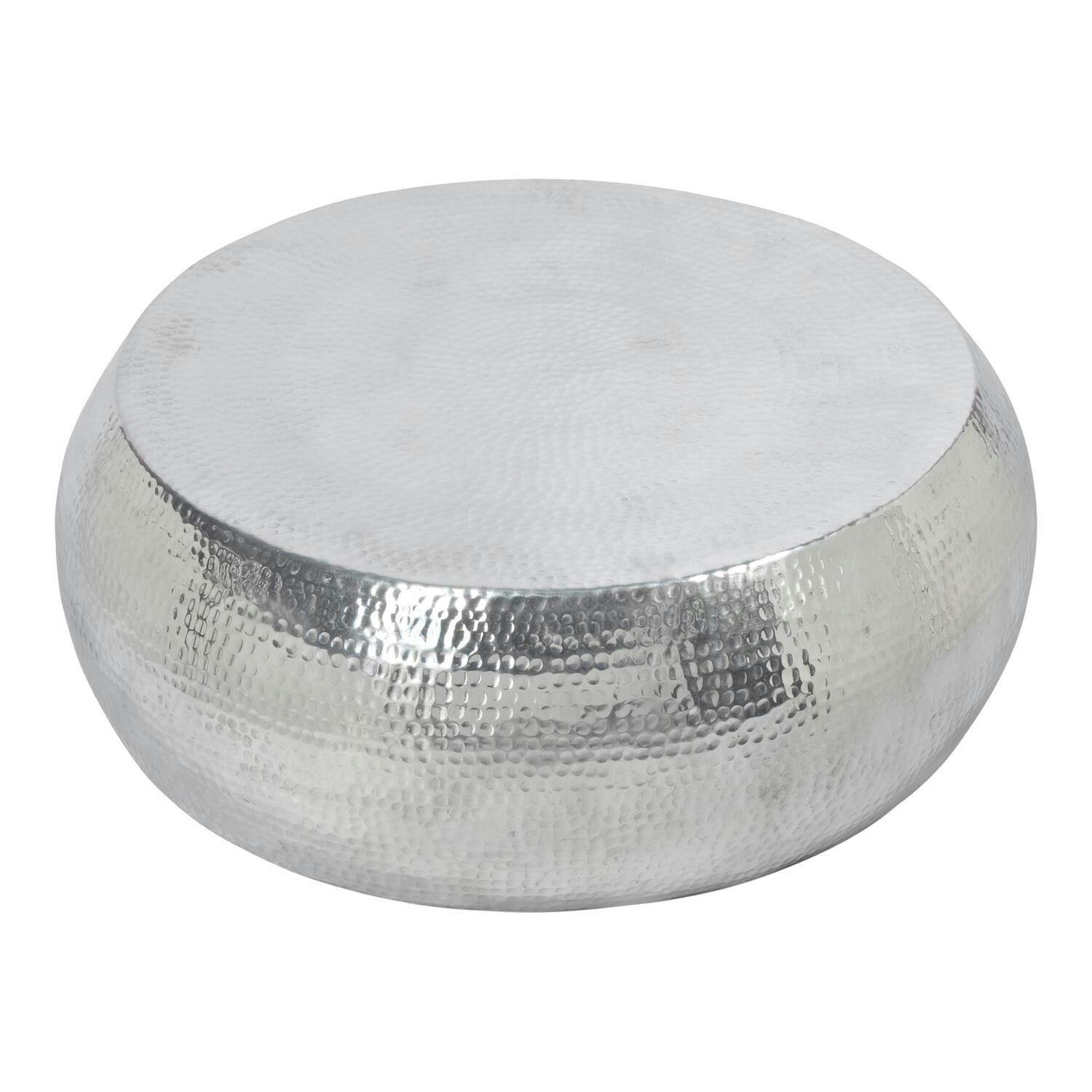 Contemporary Round Tabla Coffee Table in Shiny Silver