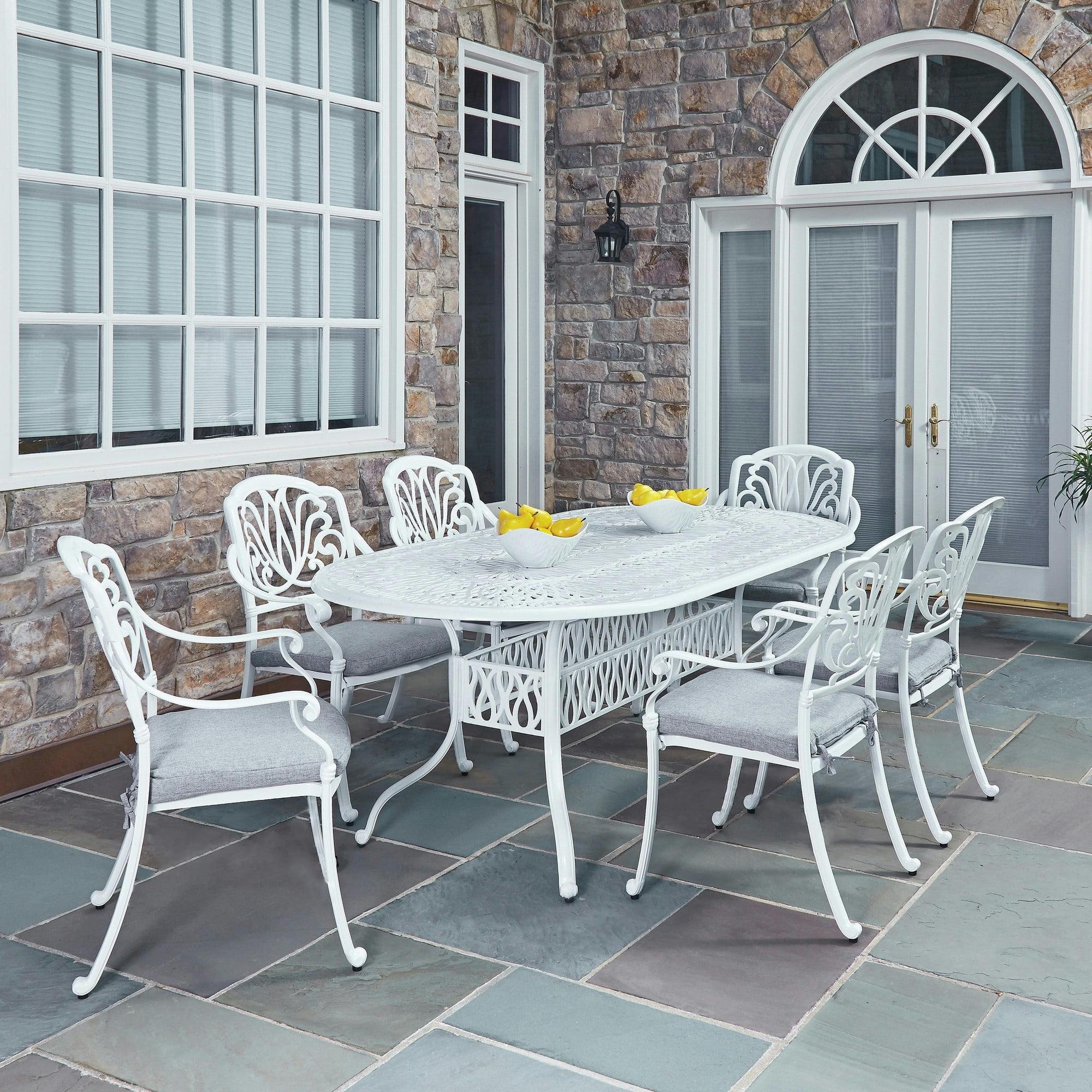 Capri Elegance White Cast Aluminum 6-Person Oval Outdoor Dining Set