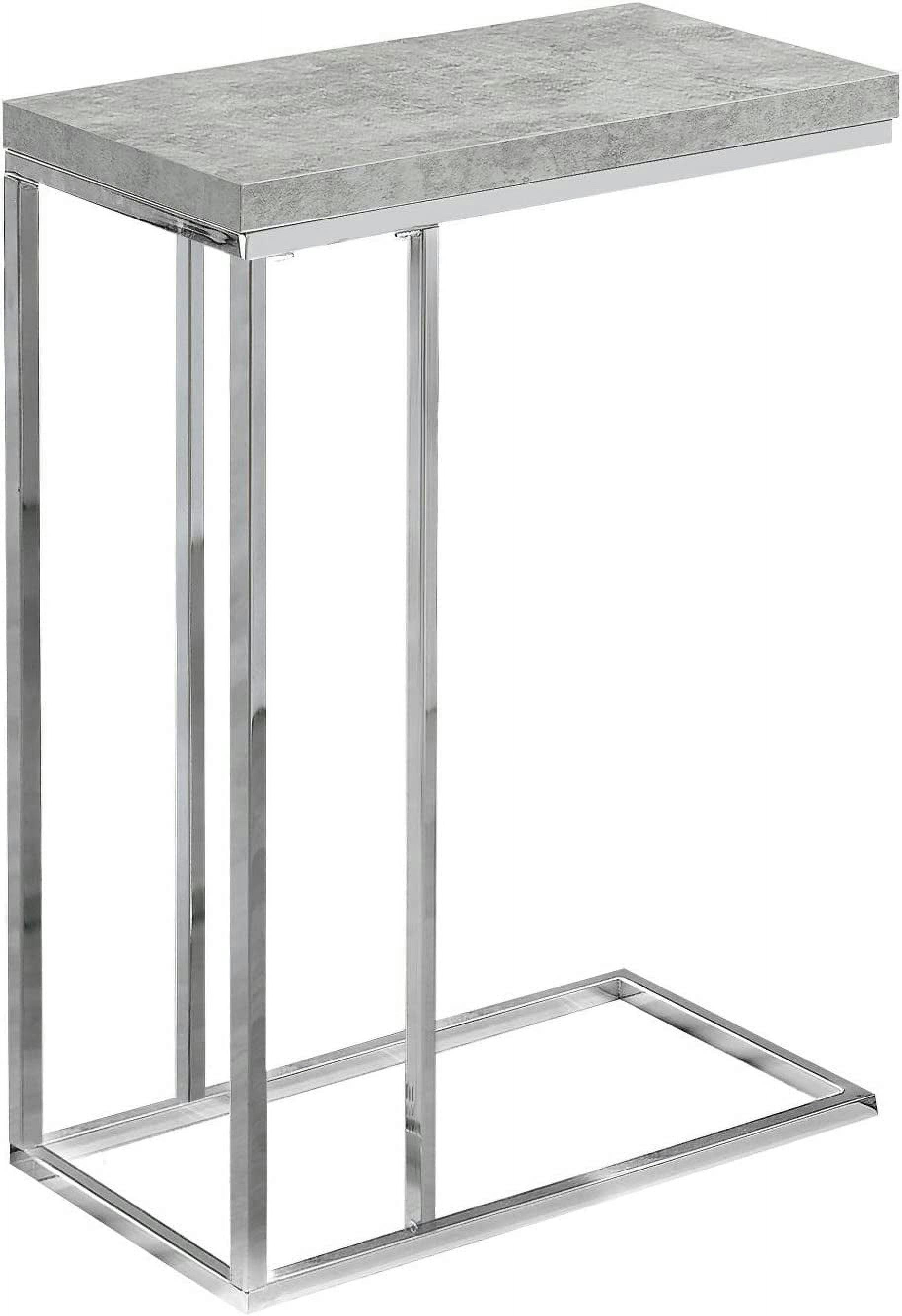 Contemporary Chrome Metal Accent Table with Grey Cement Finish