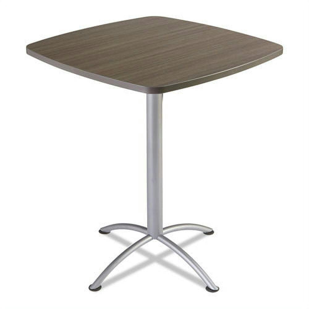 Natural Teak & Silver Contemporary Square Bistro Table, 42"H