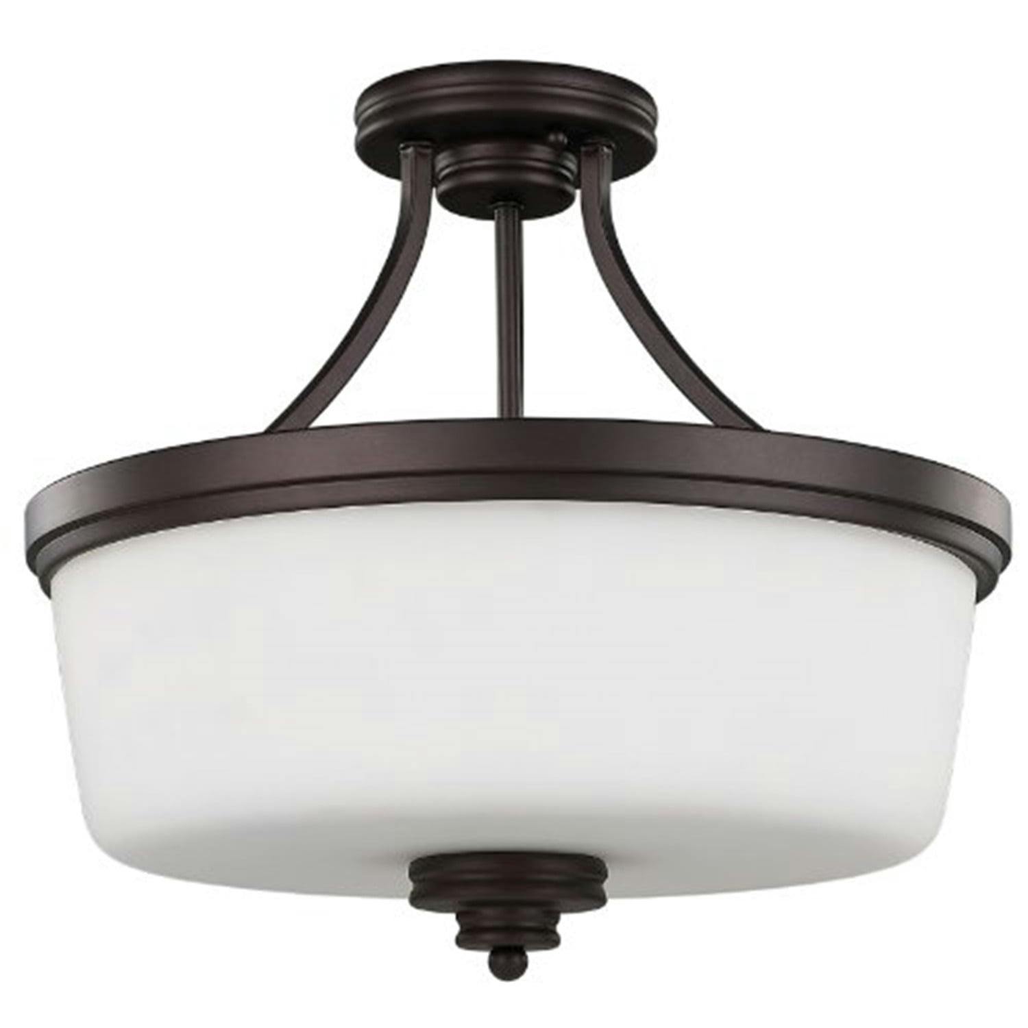 Elegant Jackson Bronze 15.75" Semi-Flush Bowl Ceiling Light with Opal Glass