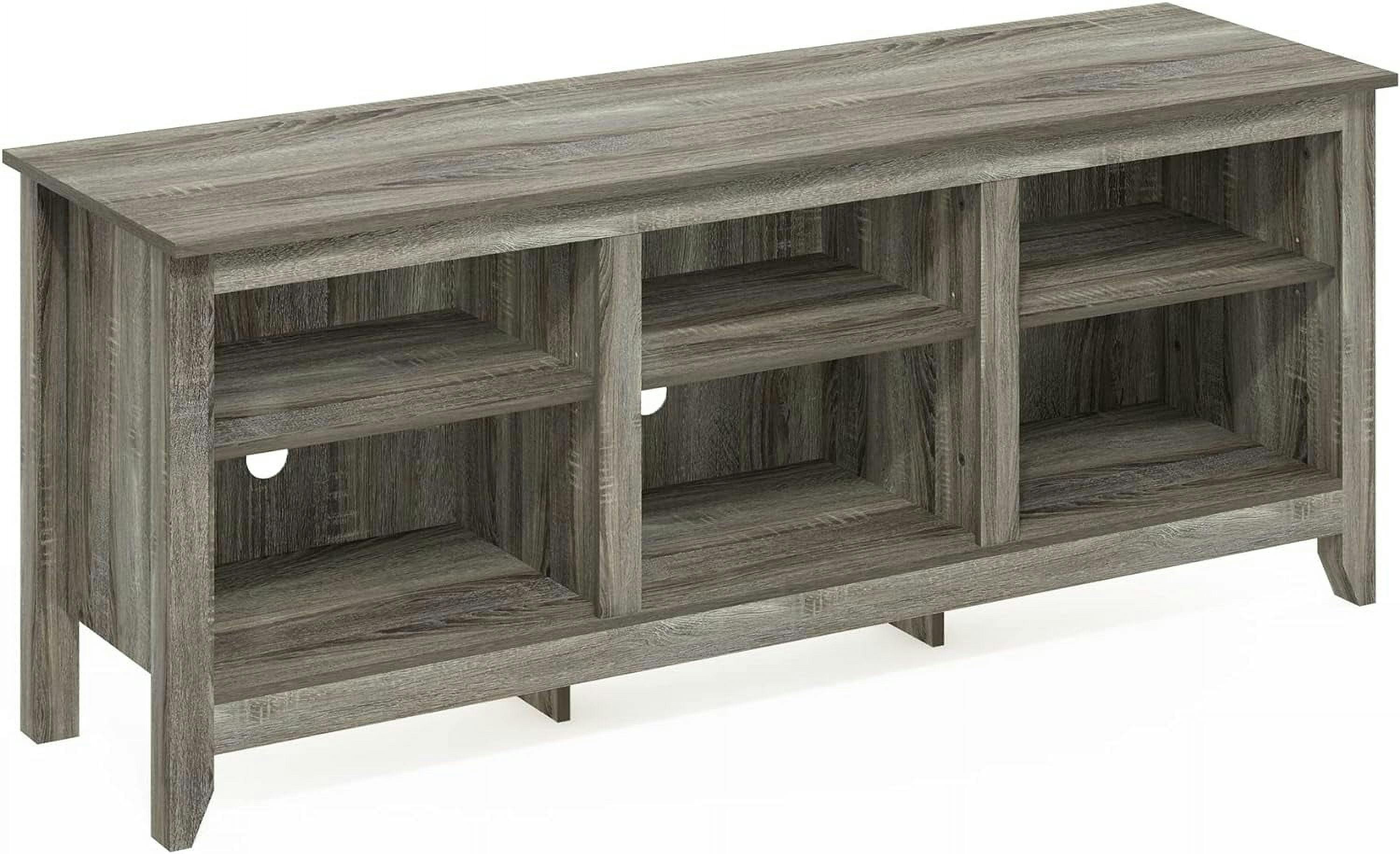 Elegant French Oak Grey 65" TV Stand with Mount and Shelves