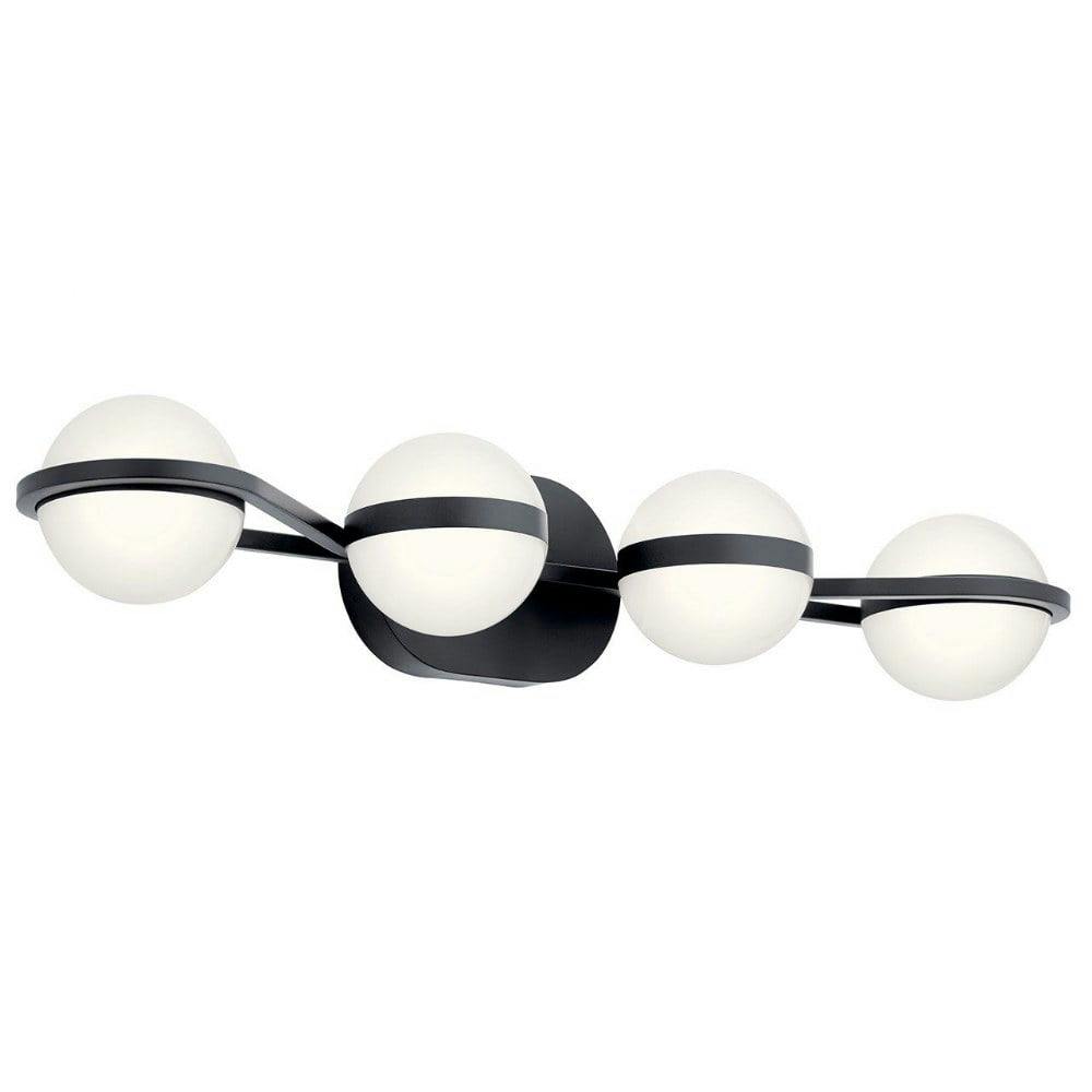 Brettin Matte Black 4-Light LED Bathroom Vanity with White Acrylic Shade