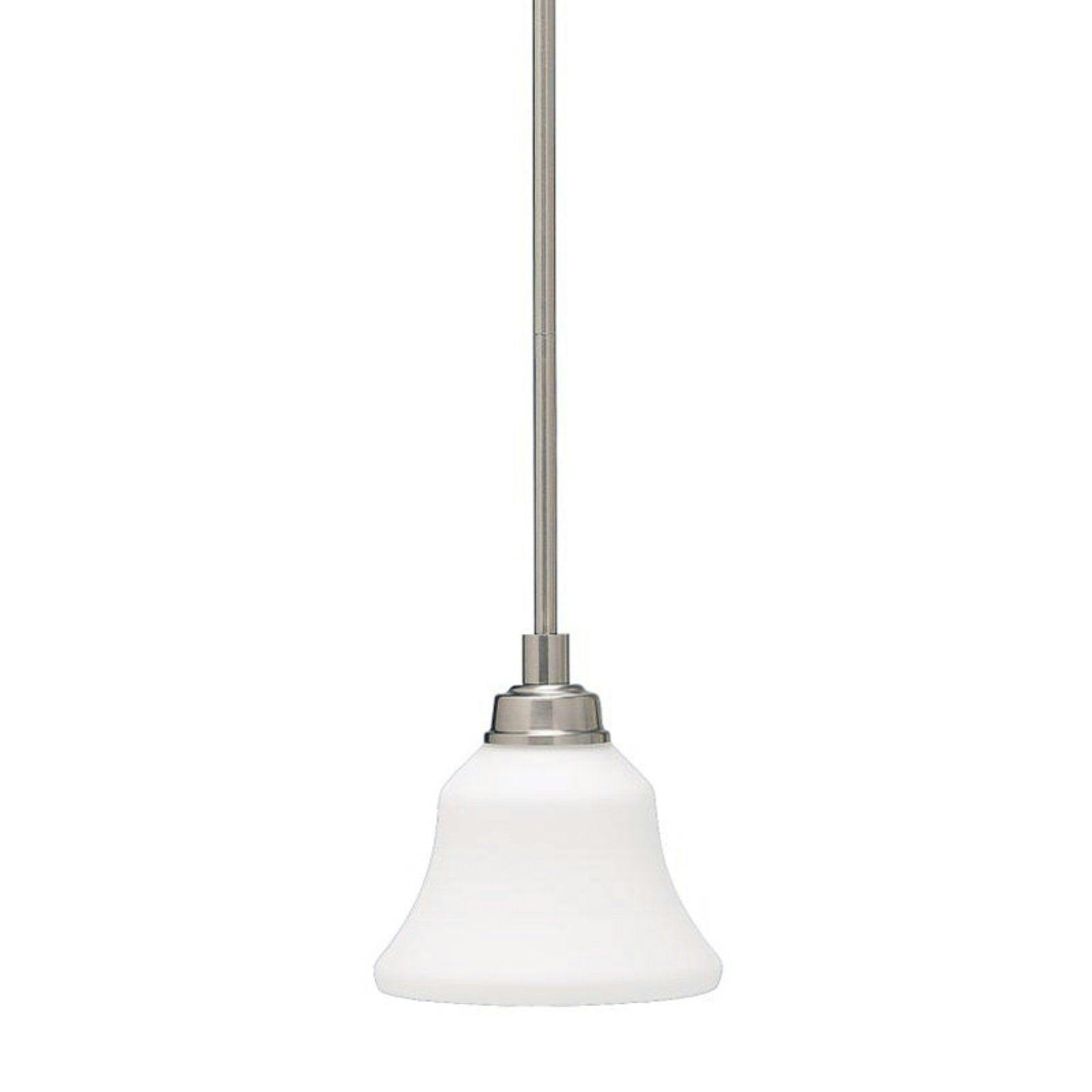 Transitional Brushed Nickel 7" Mini Pendant with Cream Glass Shade