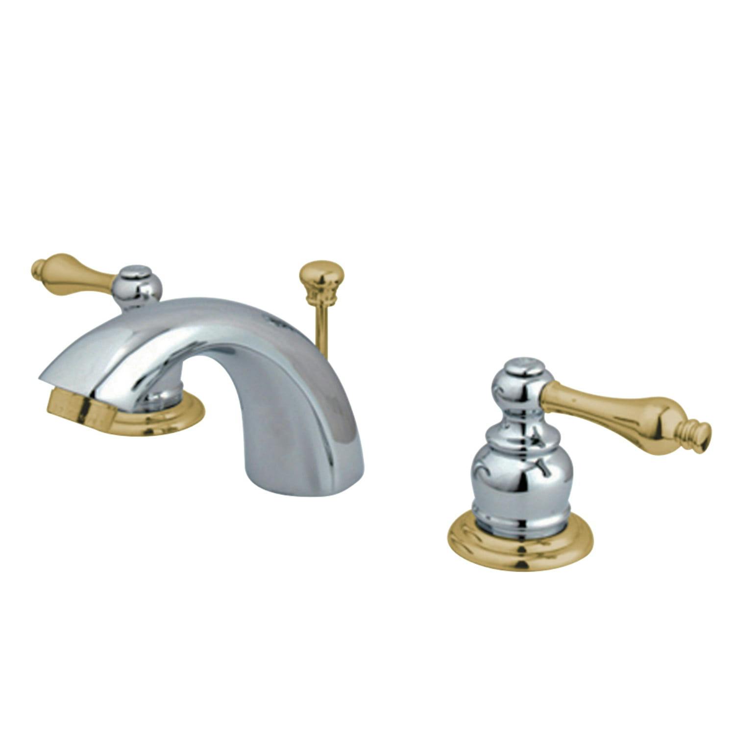 Victorian Mini-Widespread Polished Chrome Bathroom Faucet with Brass Drain