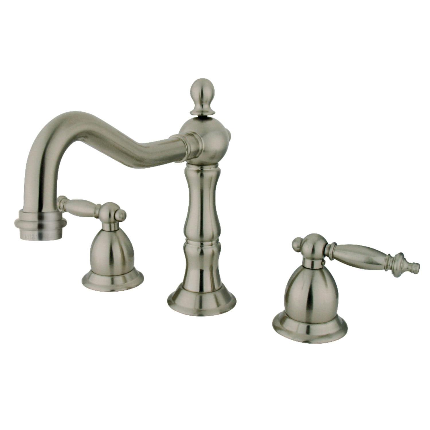 Elegant Heritage Brushed Nickel Widespread Bathroom Faucet
