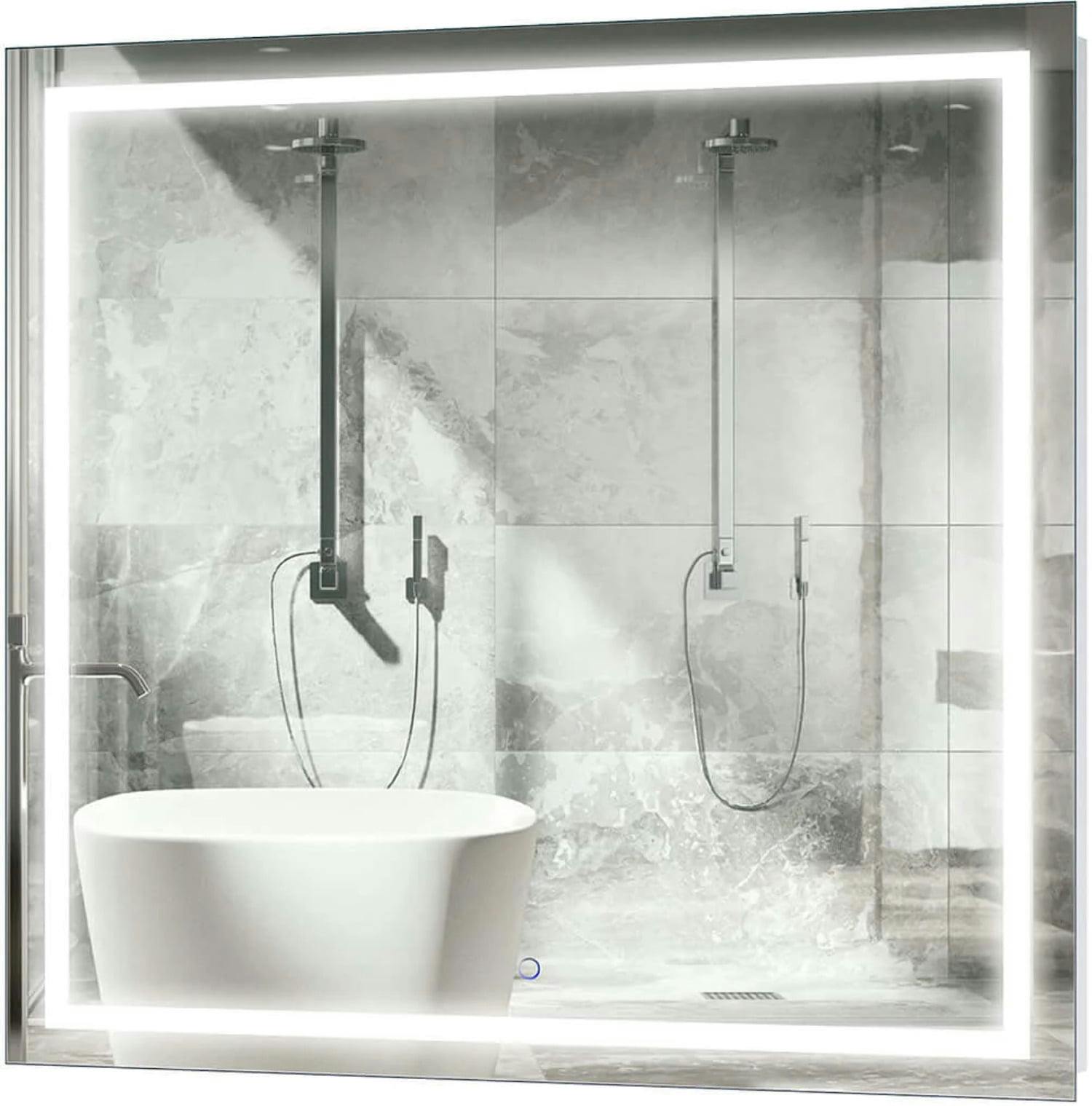 Luxe Frameless Square LED Vanity Mirror with Defogger - 42" x 42"