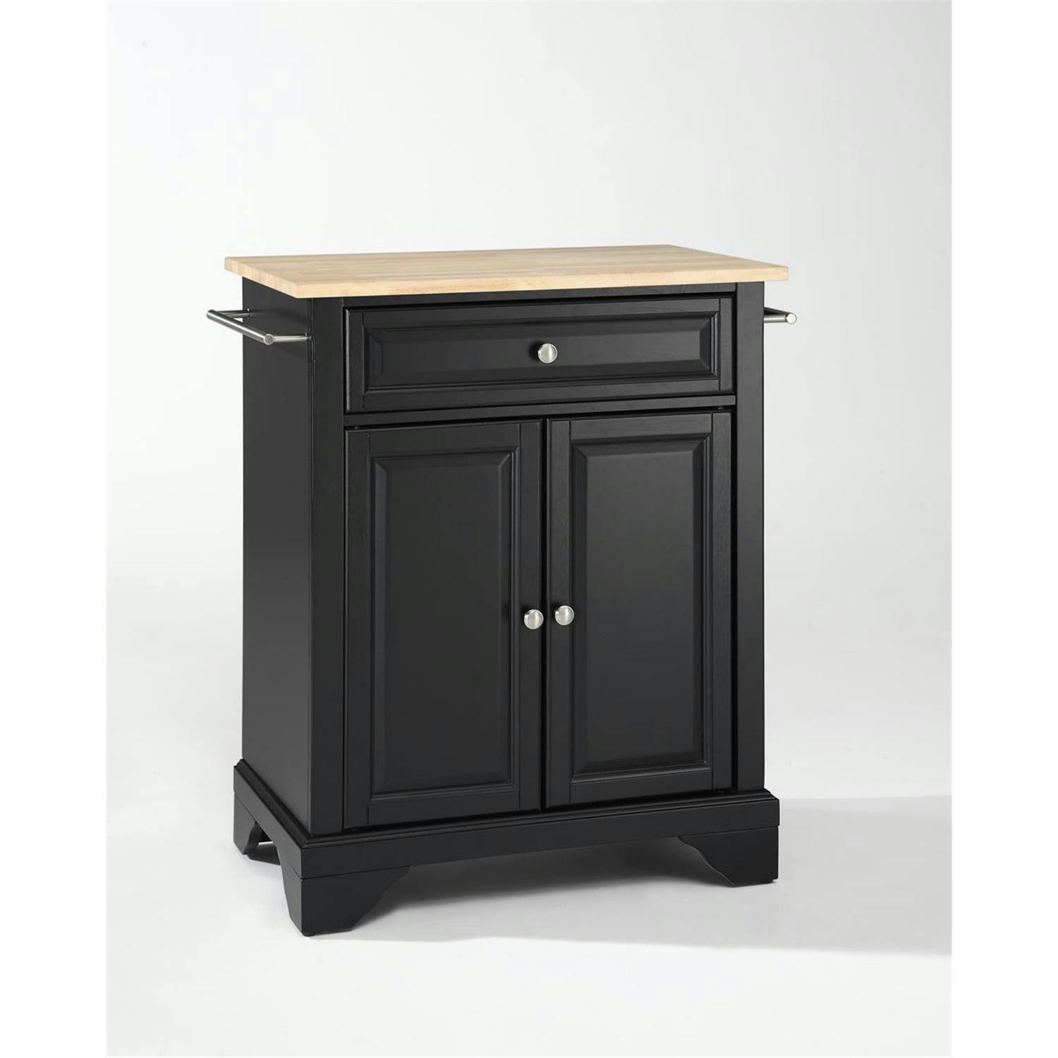Lafayette 34.75'' Black Portable Kitchen Island with Natural Wood Top