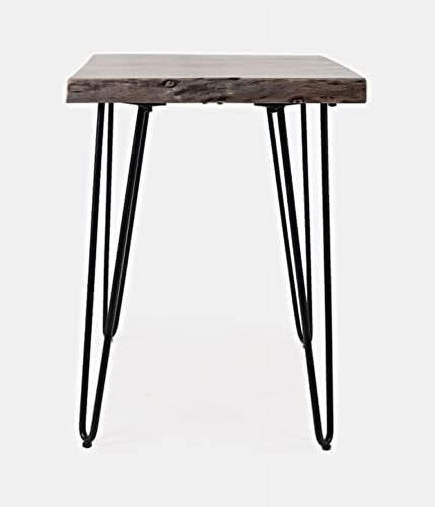 Slate Acacia Wood Chairside Table with Hairpin Metal Legs