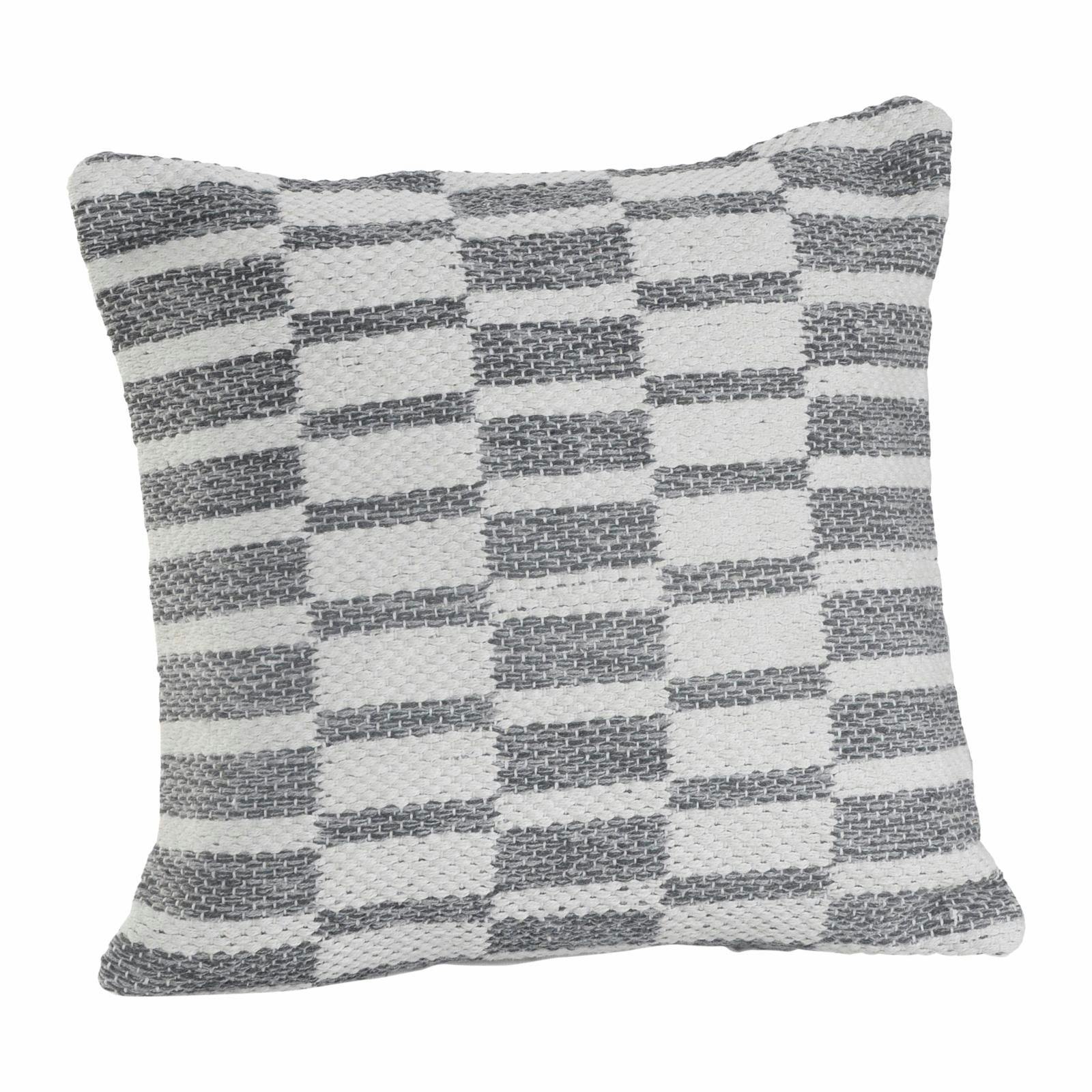 Grayscale Checkered Cotton 18" Square Throw Pillow