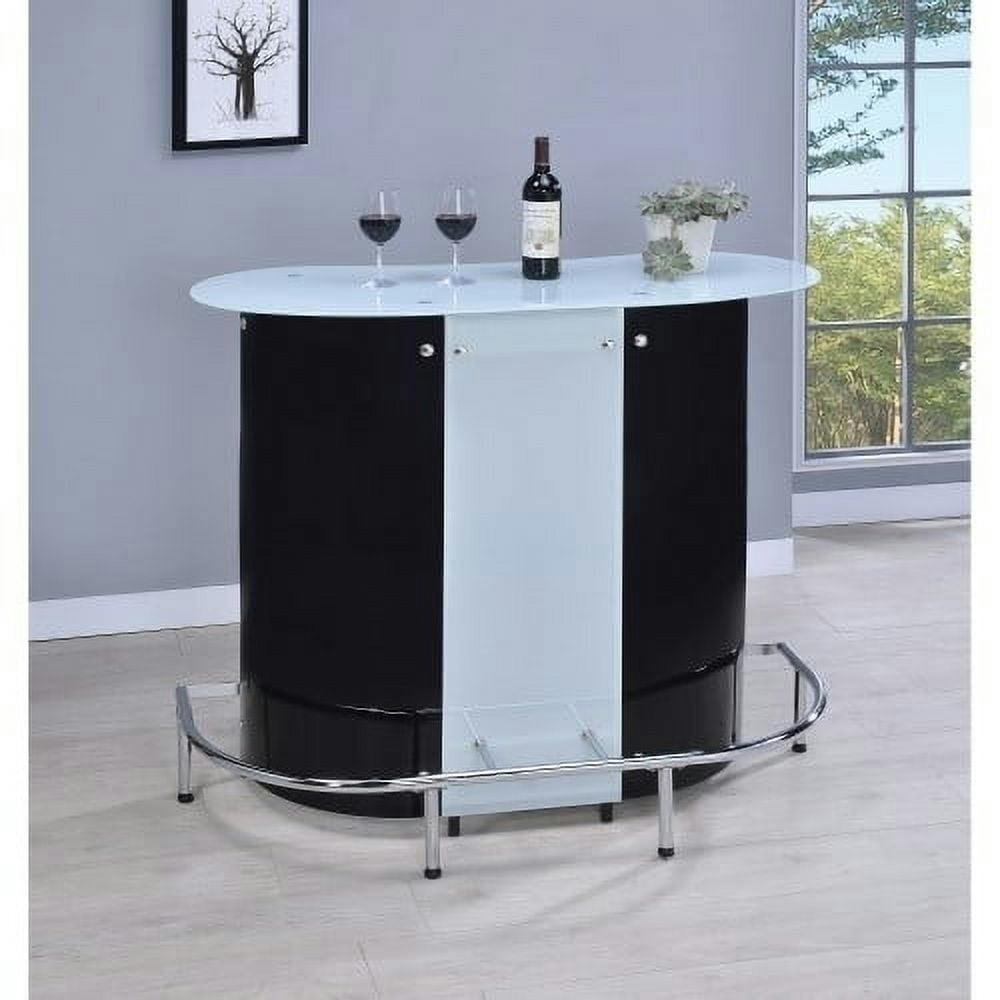 Contemporary Half-Circle Black & White Bar Table with Frosted Glass