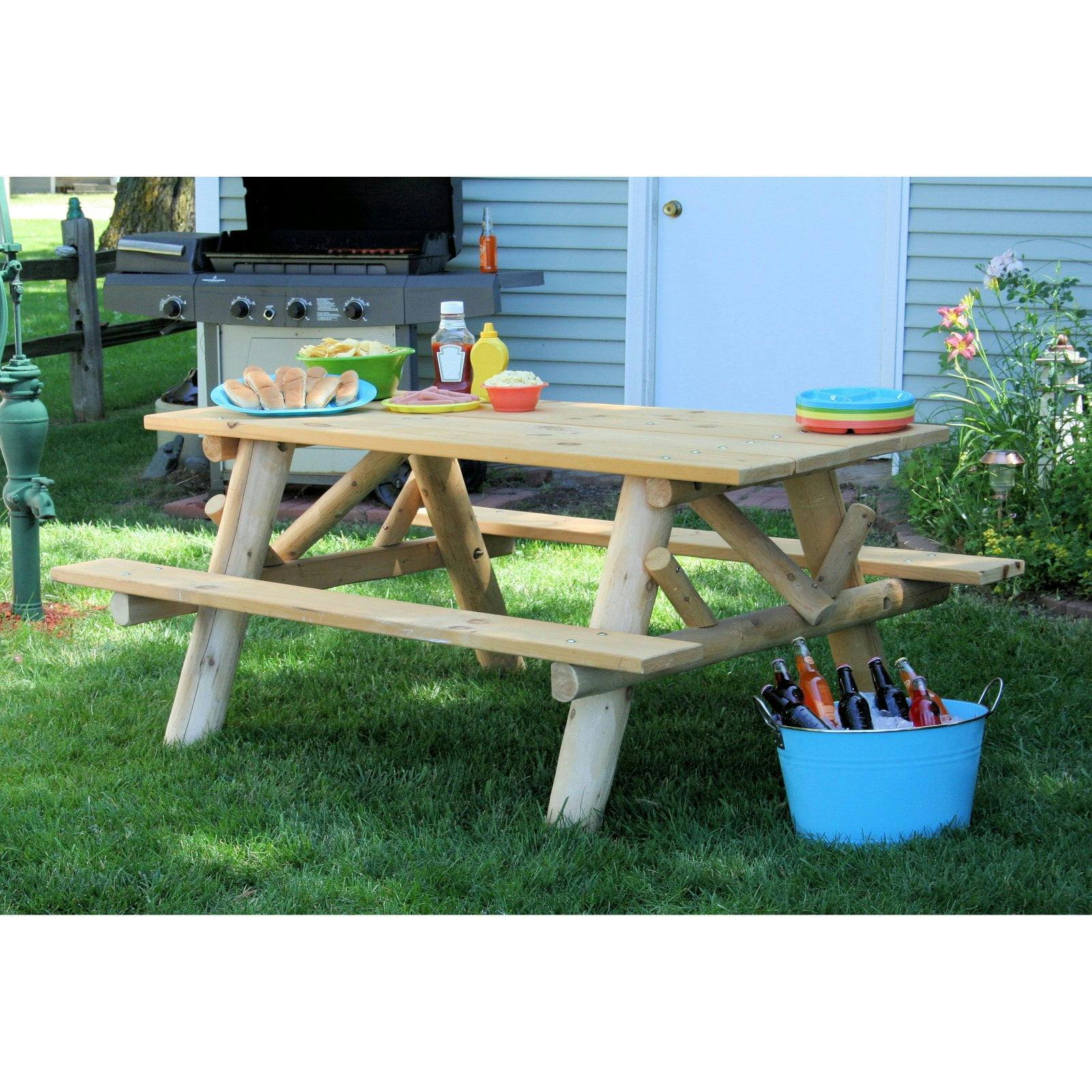 Cedar & Pine 6-Person Weather-Resistant Outdoor Dining Set with Bench