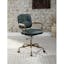 Elegant Emerald Green Leather Executive Swivel Chair with Gold Metal Base