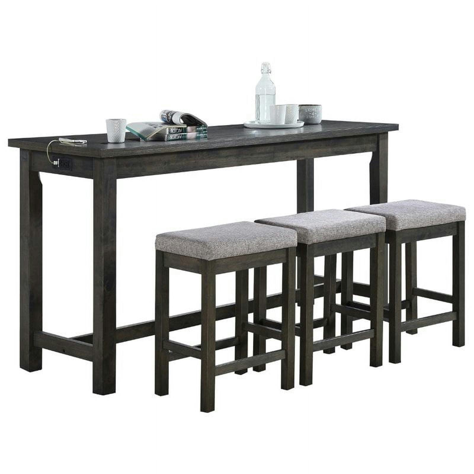 Transitional Gray Ash Veneer Counter Height Dining Set with USB Ports