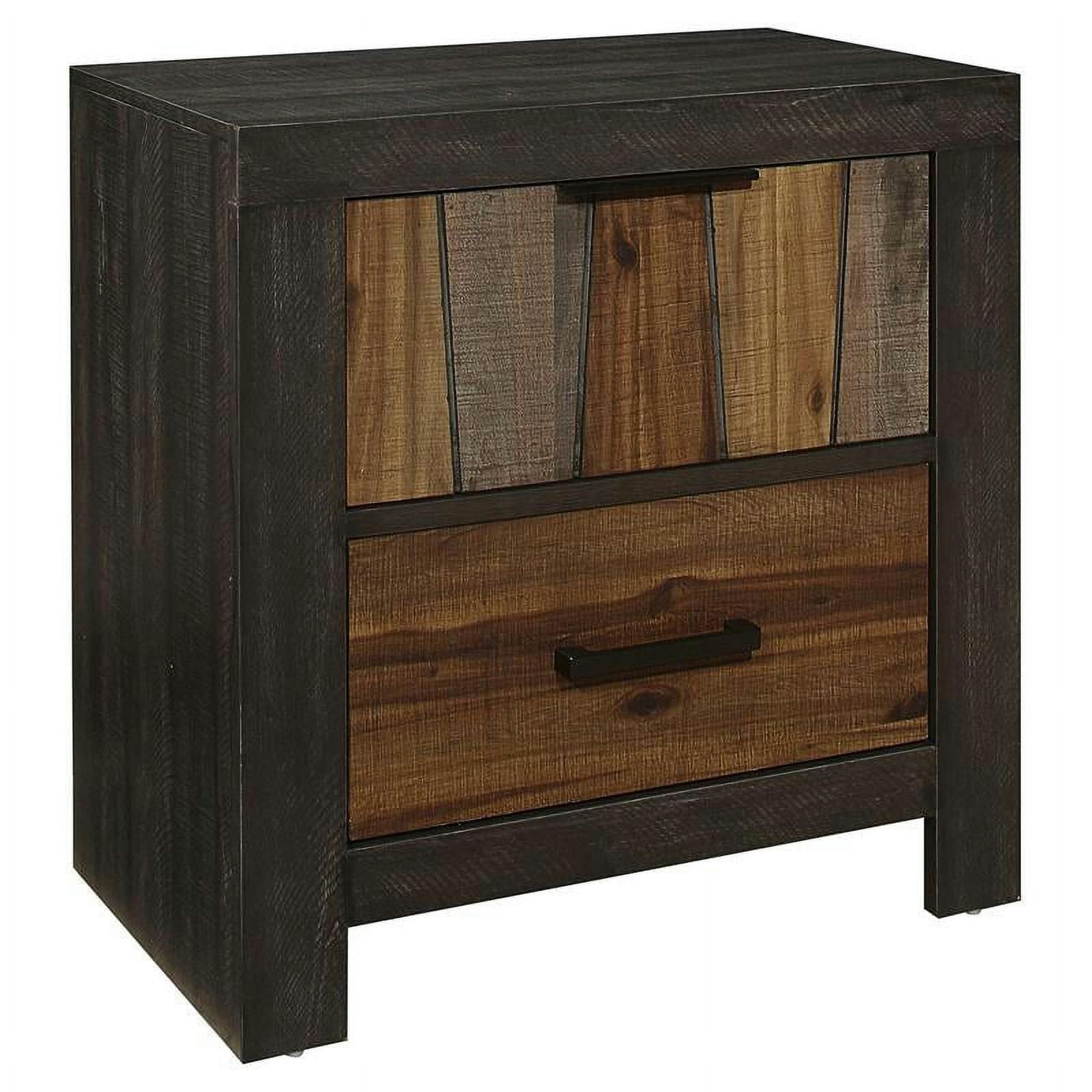 Transitional Multi-Tone 2-Drawer Nightstand with Metal Glides