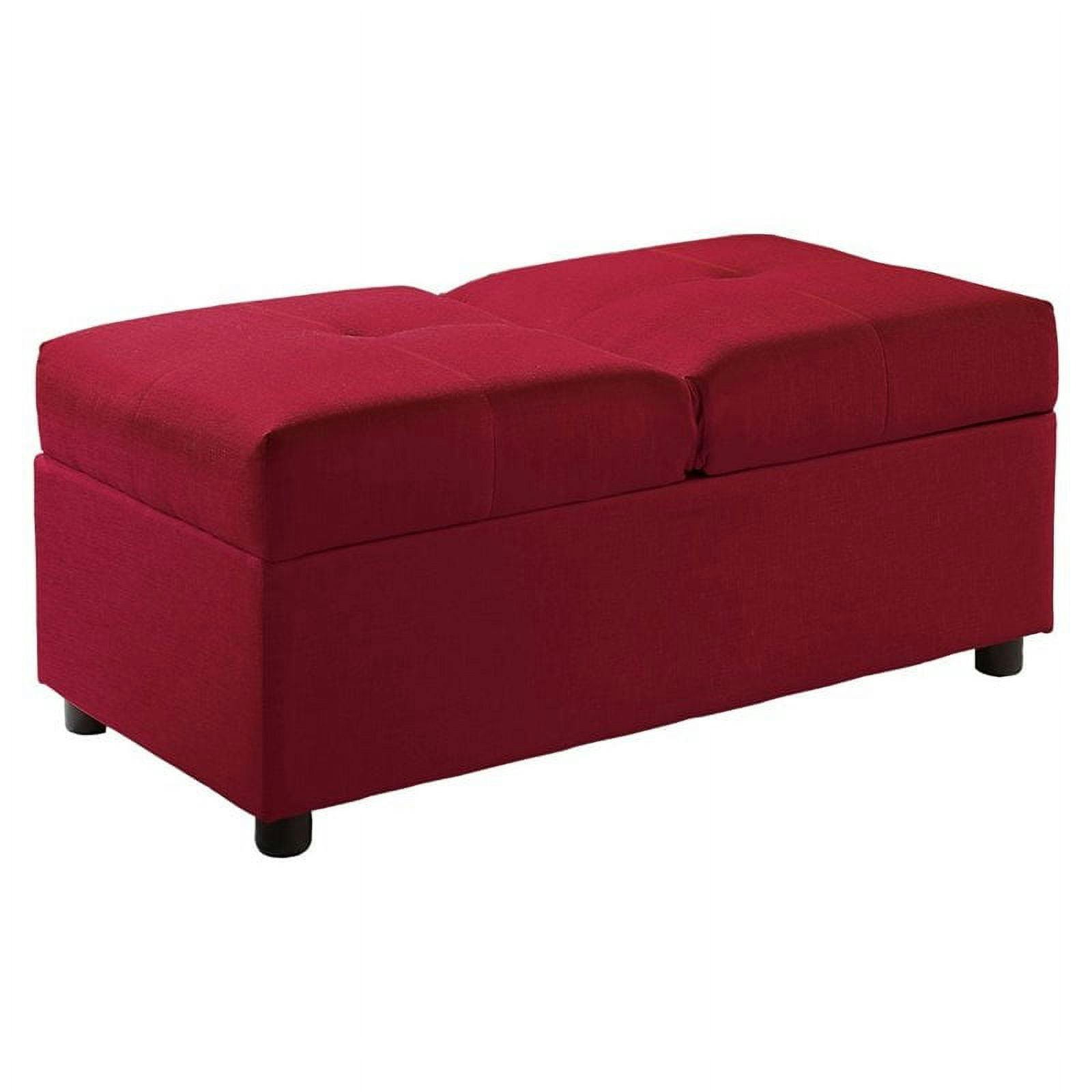 Contemporary Red Tufted Convertible Storage Ottoman Chair