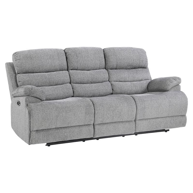 Contemporary Gray Power Reclining Sofa with USB and Pillow-top Arms