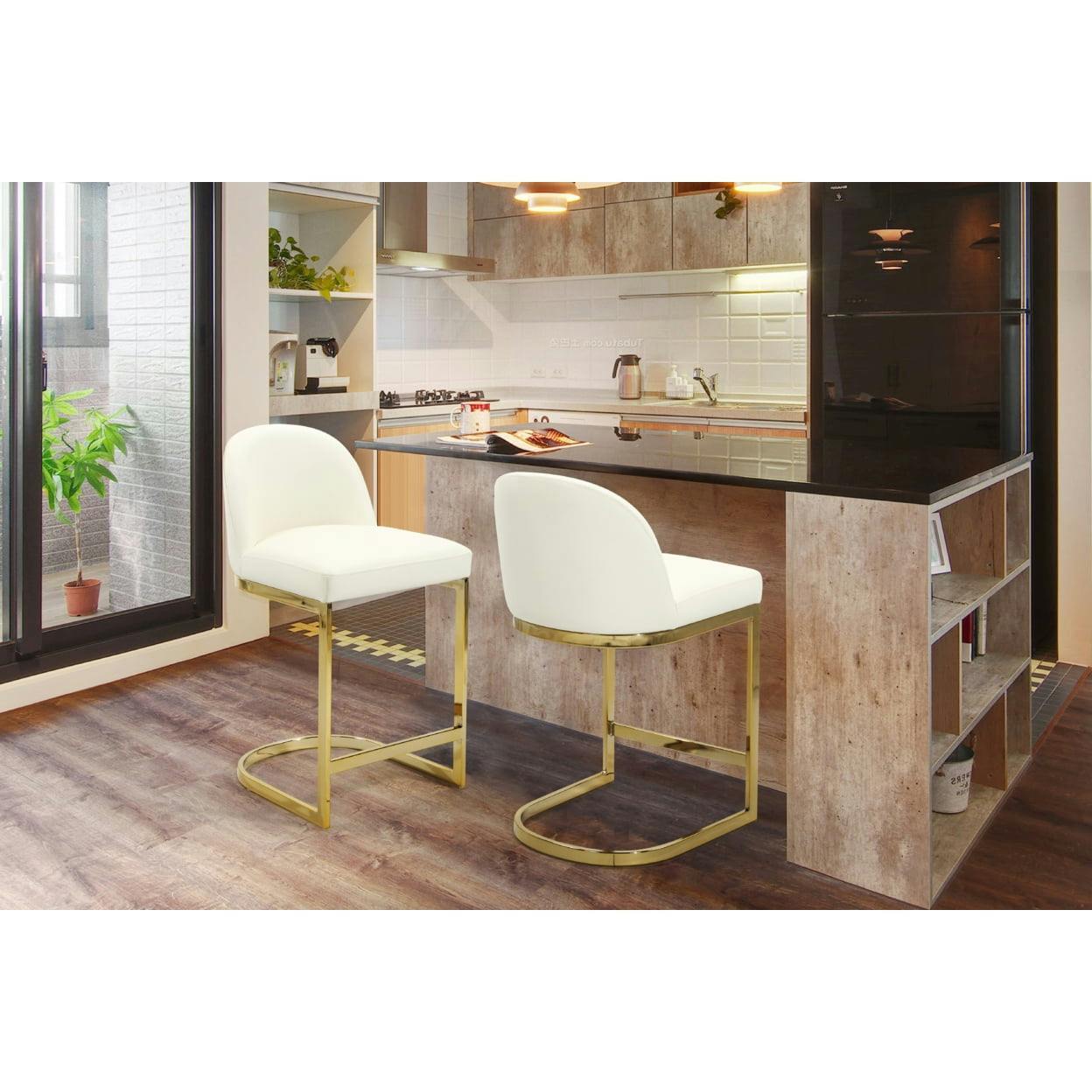 Adjustable Black Leather and Metal Counter Stool