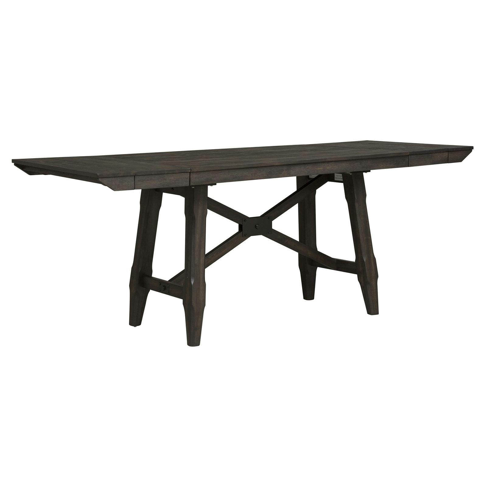 Rustic Chestnut Extendable Trestle Dining Table with X Base