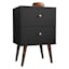 Liberty 27" Black Mid-Century Modern Nightstand with Solid Wood Legs