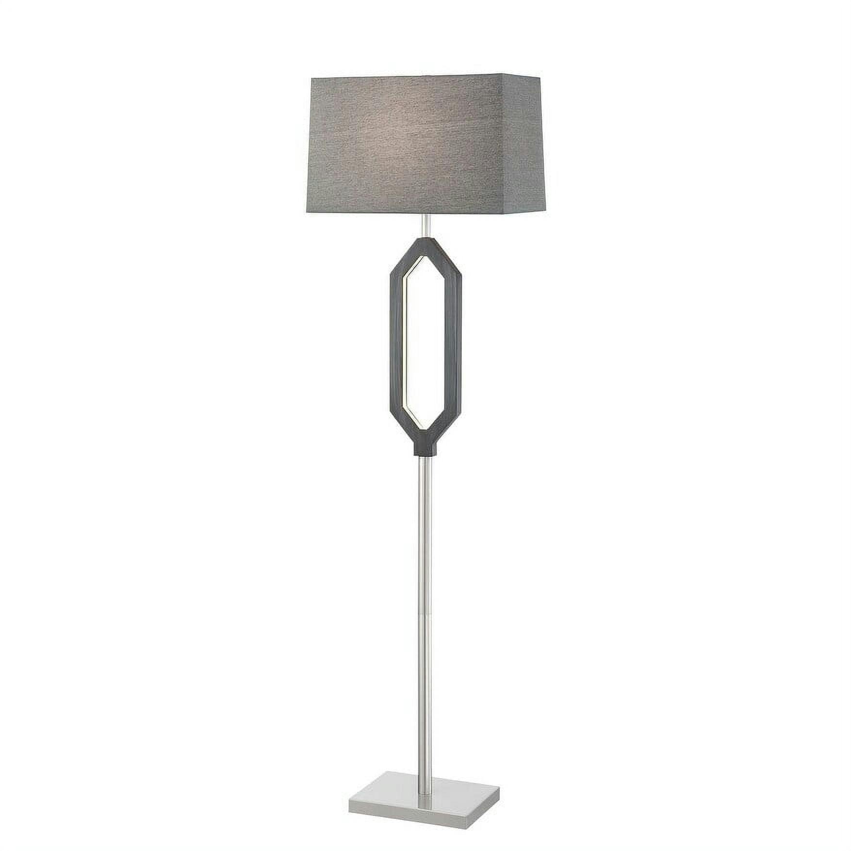 Desmond Charcoal Grey Metal Floor Lamp with White Fabric Shade