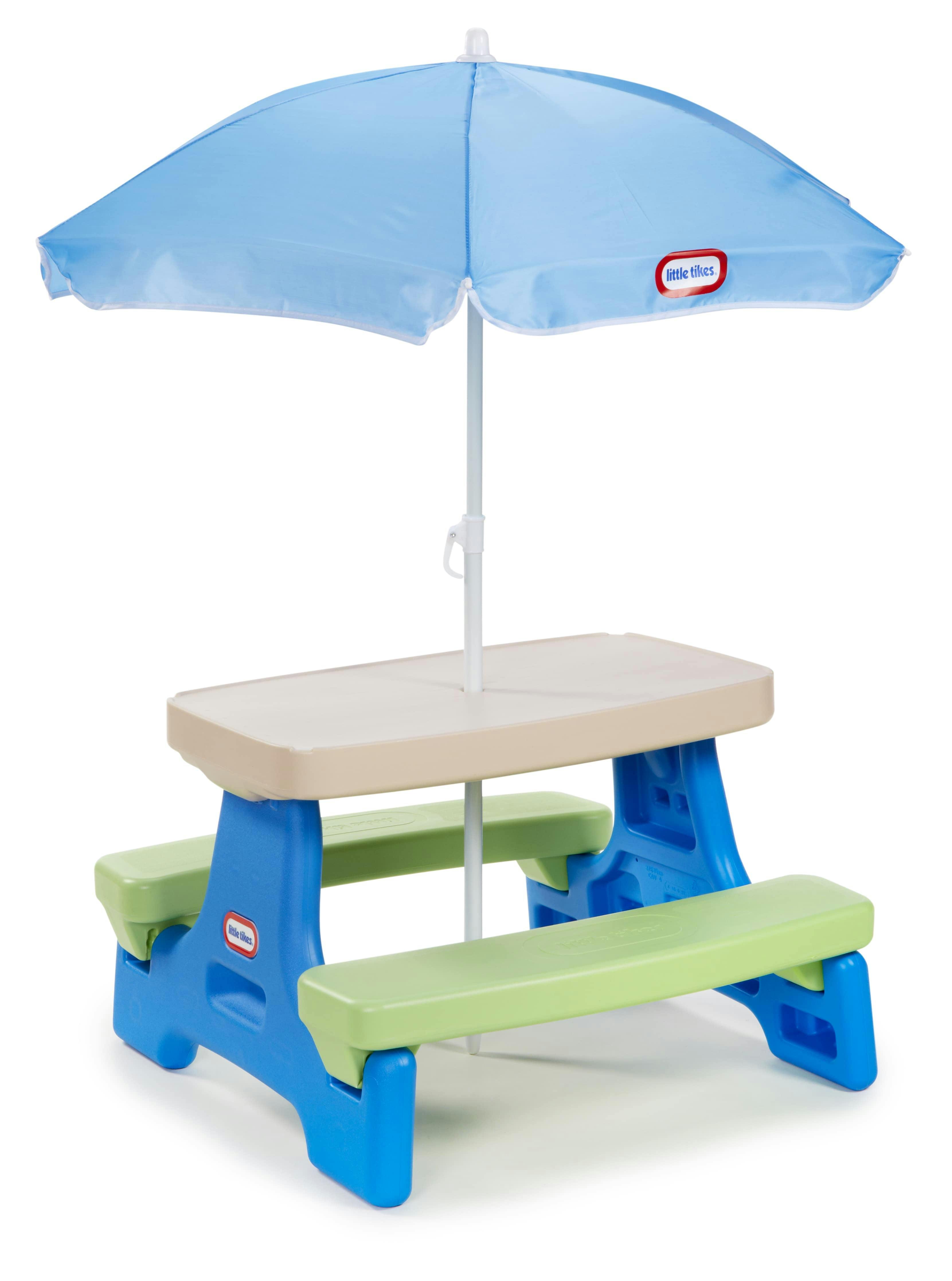 Little Tikes Easy Store Kids Picnic Table with Sunshade Umbrella