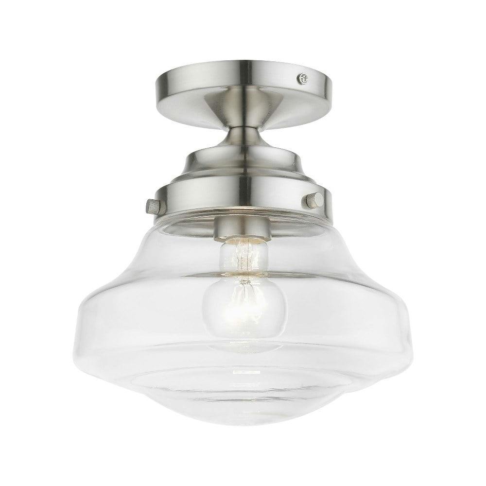 Avondale Brushed Nickel 9'' Clear Glass Semi-Flush Mount Light