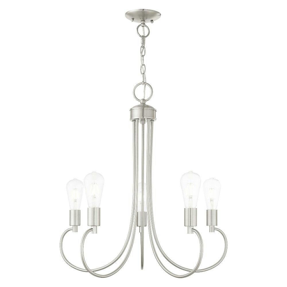 Elegant Brushed Nickel 5-Light Chandelier with Crystal Accents