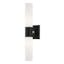 Aero Sleek Black Cylinder Vanity Sconce with Etched Opal Glass