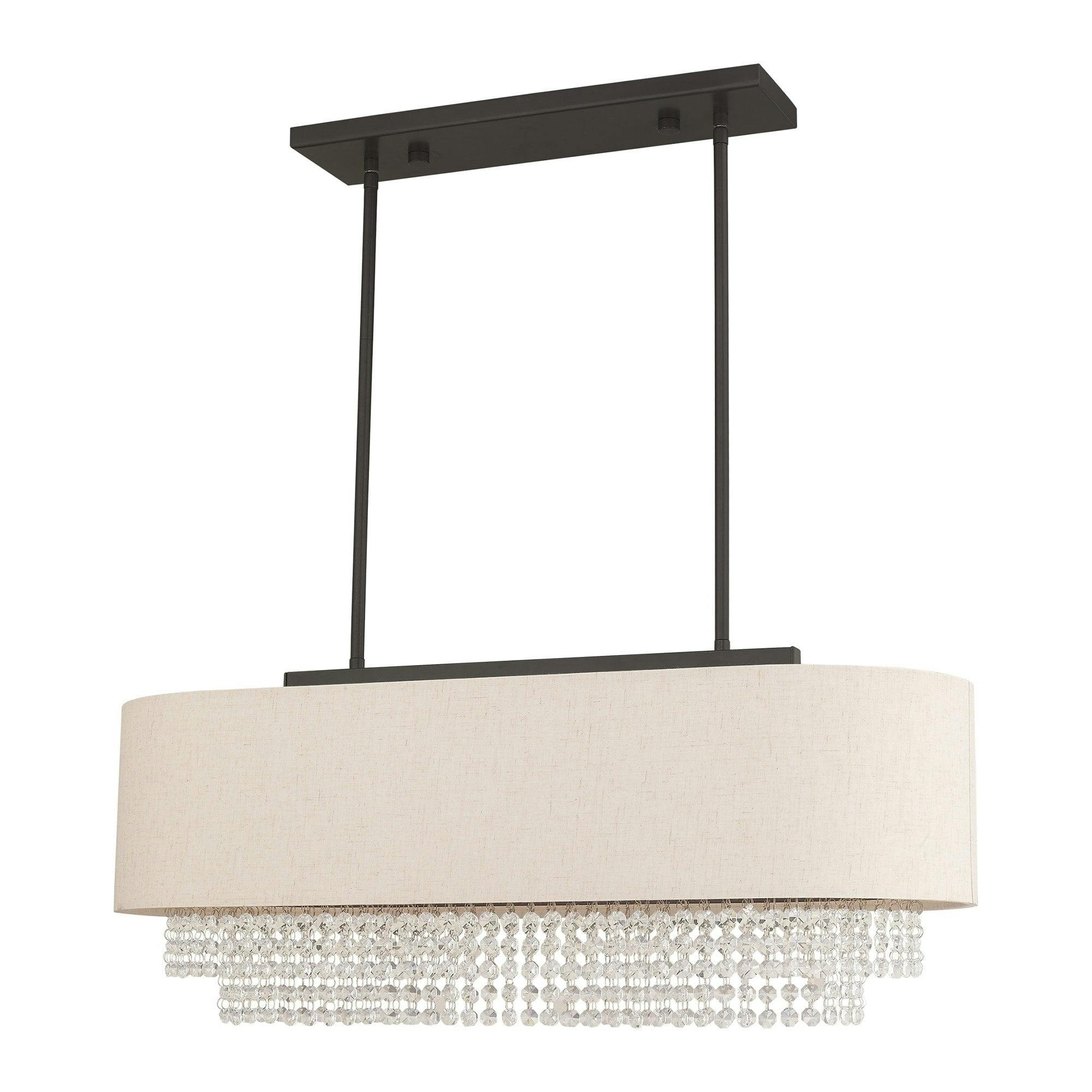 Carlisle English Bronze 3-Light Linear Chandelier with Crystal Draping
