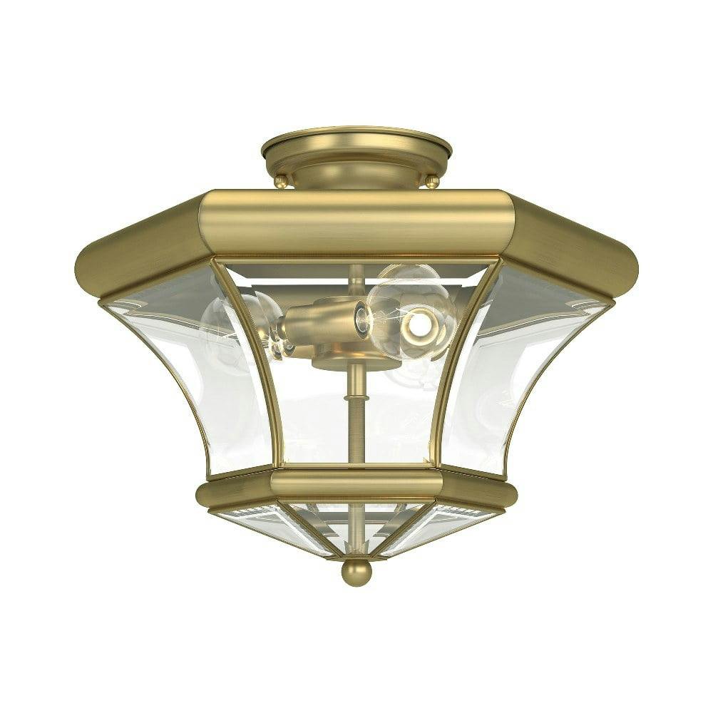Monterey Antique Brass 3-Light Flush Mount with Clear Beveled Glass