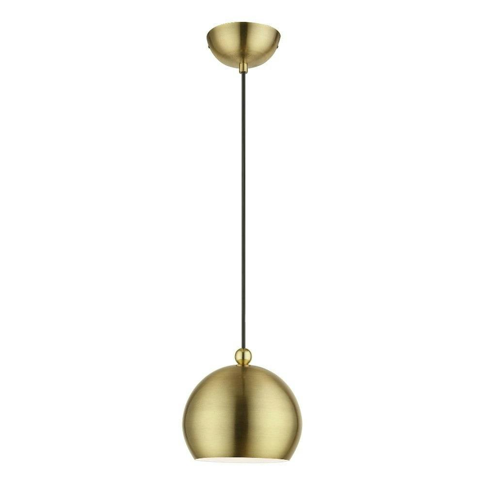 Stockton Mini Globe Pendant in Antique Brass with Polished Accents