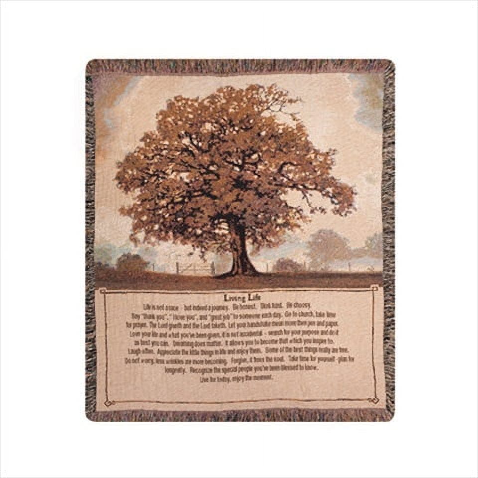 Sepia Toned Tree Wisdom 100% Cotton Tapestry Throw 50"x60"
