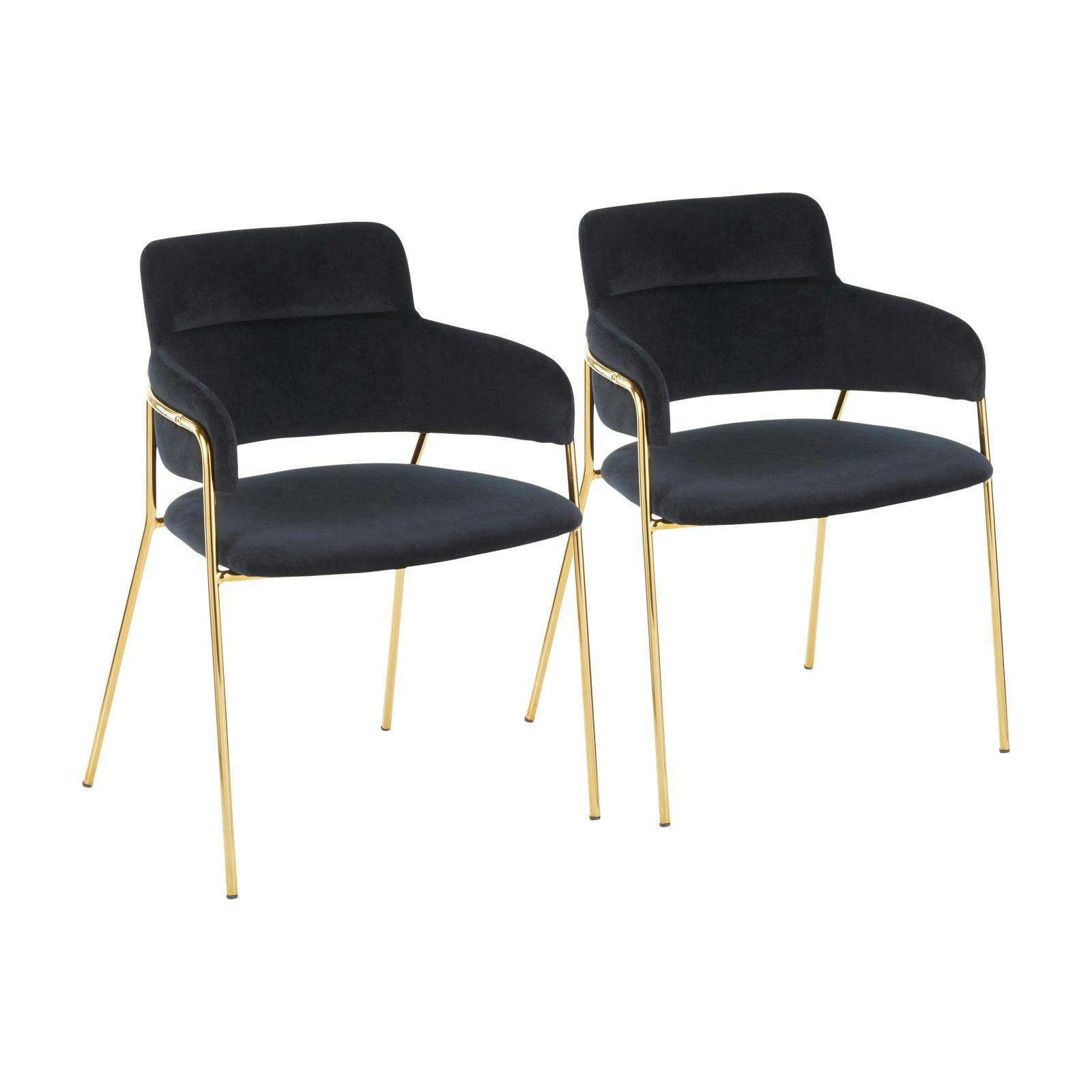 Napoli Chic Black Velvet Upholstered Arm Chair with Gold Metal Frame