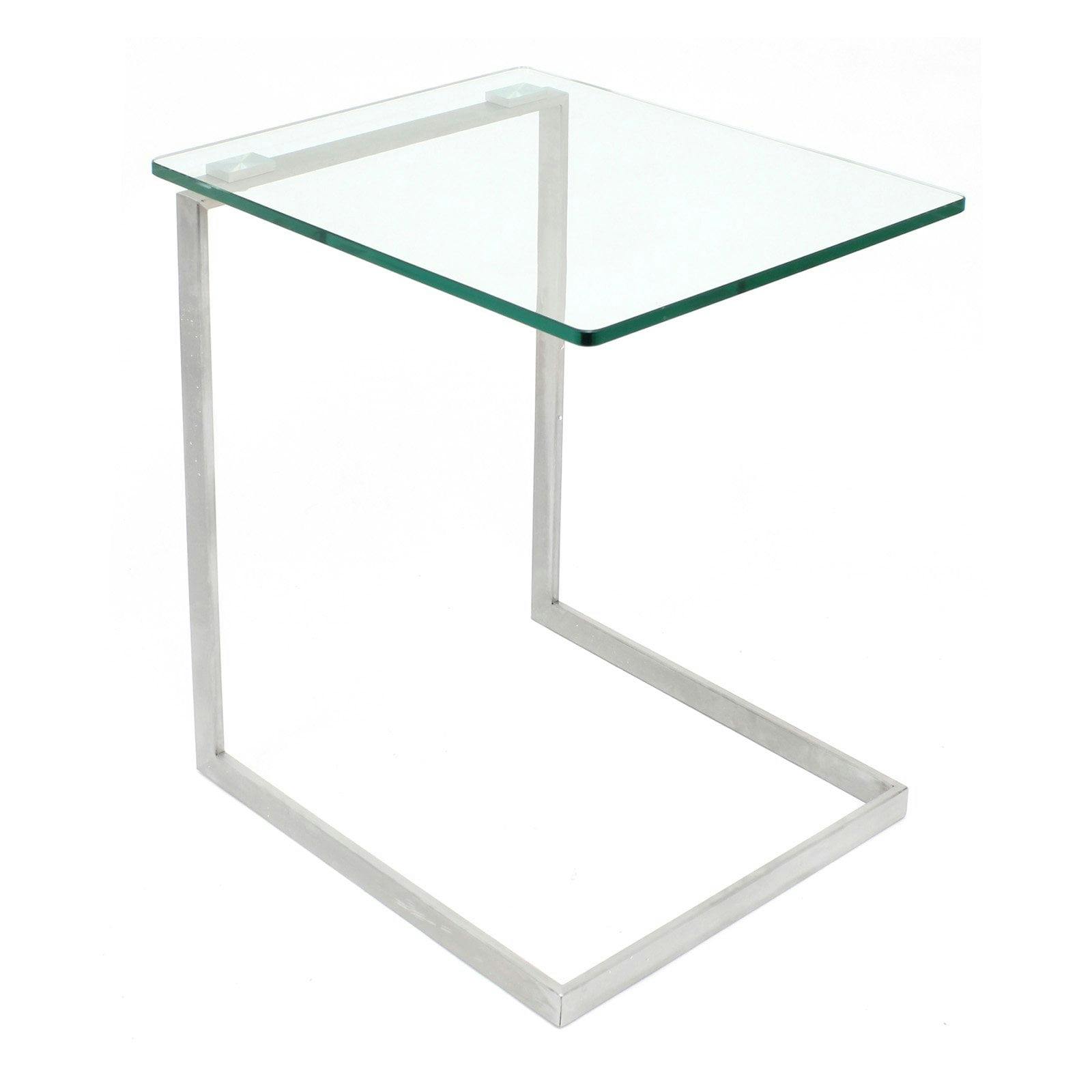 Zenn 16'' Clear Tempered Glass and Stainless Steel End Table
