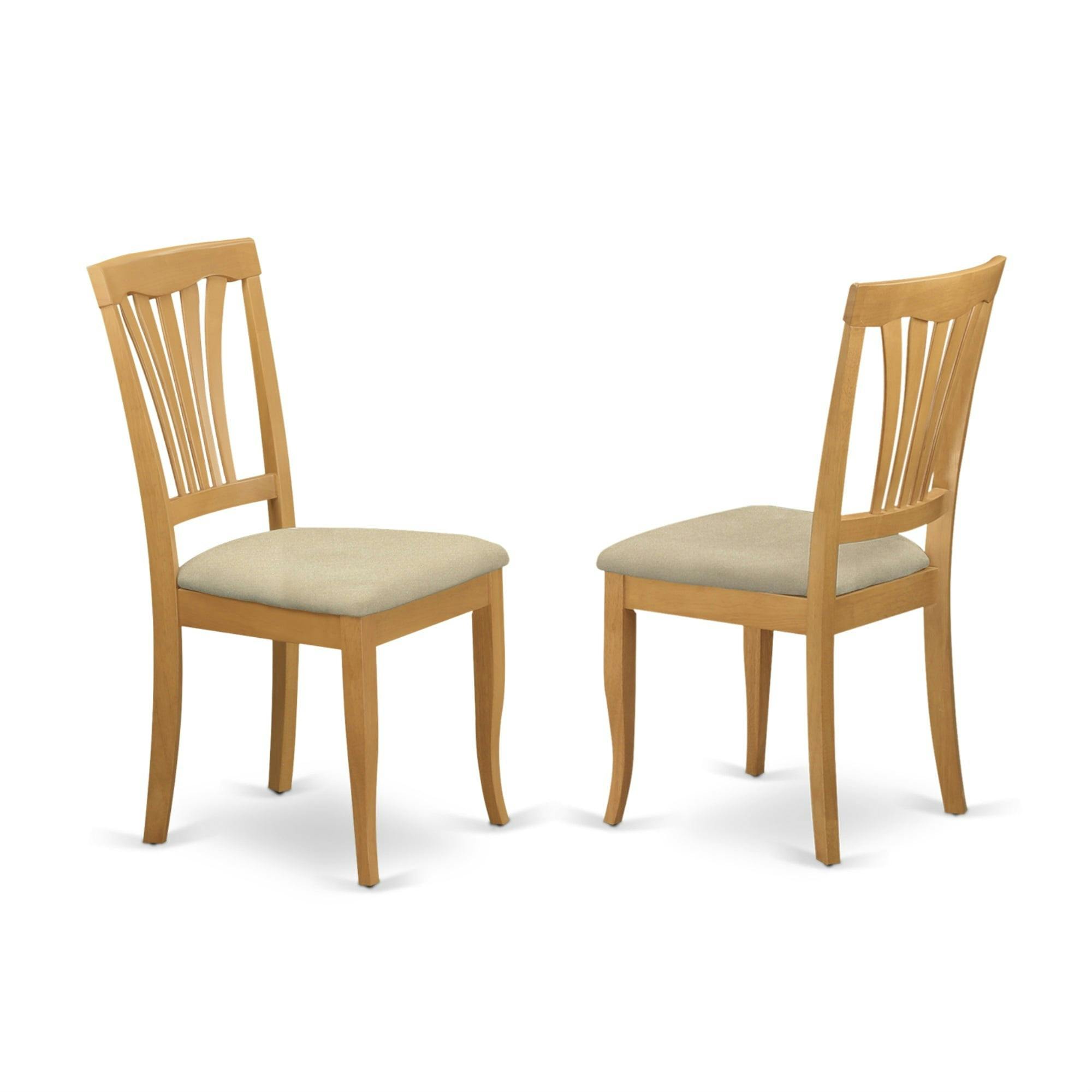Avon Linen Fabric Upholstered Oak Dining Chairs - Set of 2