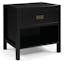 Mid-Century Modern Black Solid Wood Nightstand with Storage Cubby