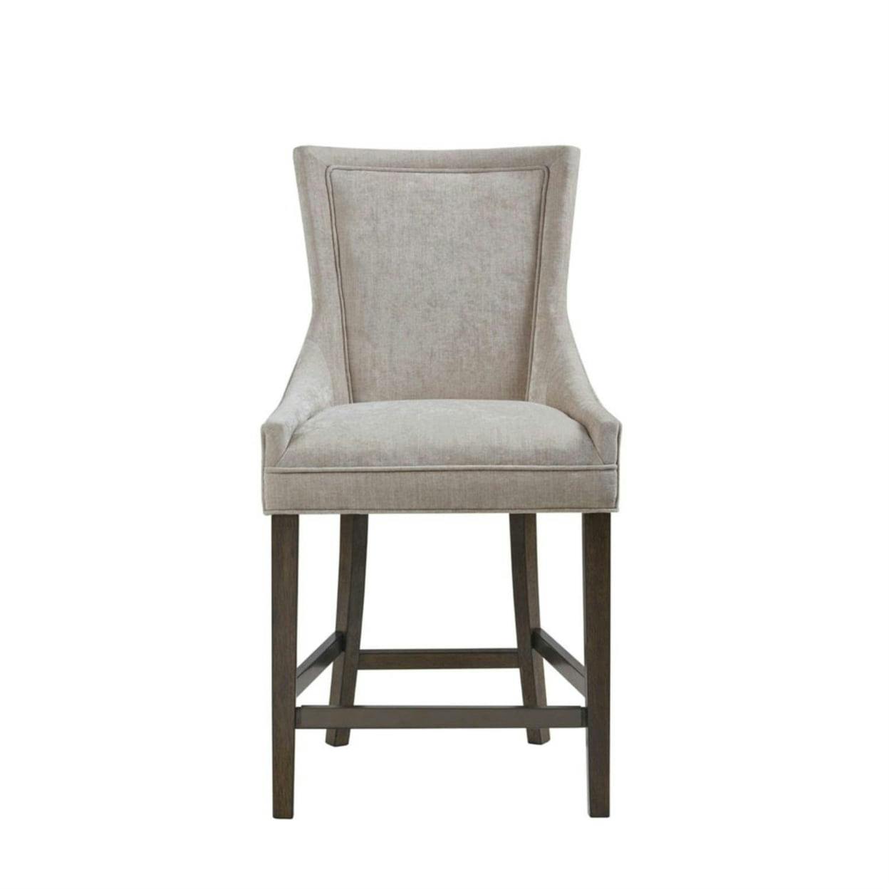 Elegant Gray 23" Wood and Metal Upholstered Counter Stool