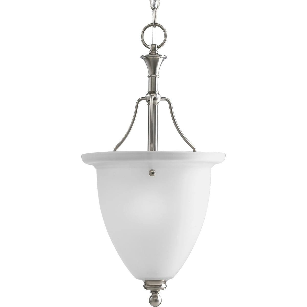 Madison 21" Brushed Nickel Inverted Pendant with Etched Glass Shade