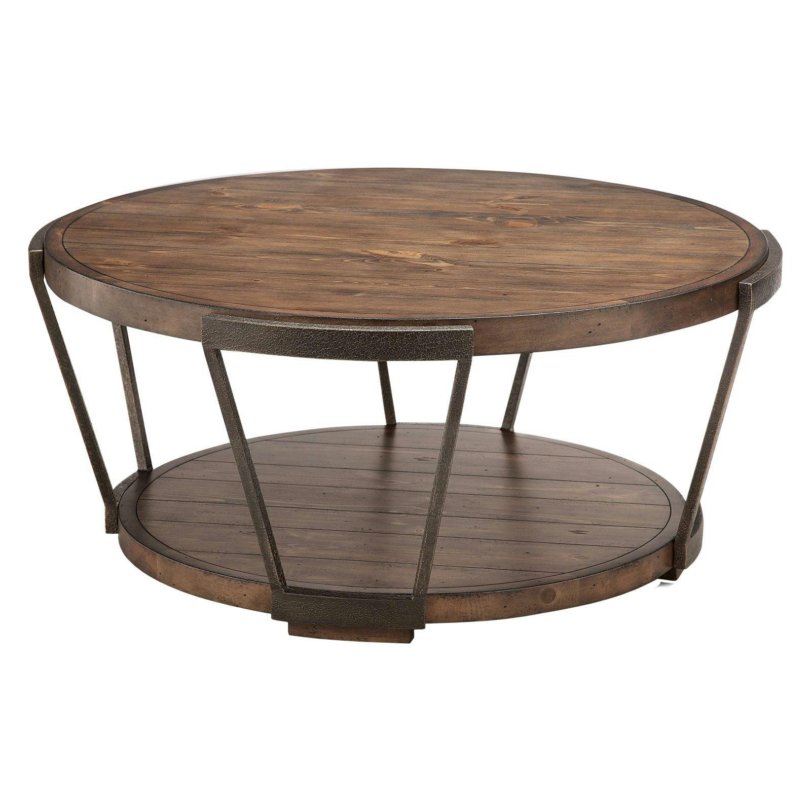 Yukon 40'' Round Bourbon Wood & Aged Iron Outdoor Coffee Table
