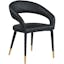Destiny 23" Black Faux Leather Upholstered Arm Chair with Gold Accents