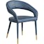 Elegant Navy Faux Leather Upholstered Arm Chair with Gold-Tipped Legs