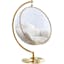 Contemporary Luna Gold Metal & White Faux Fur Acrylic Swing Chair