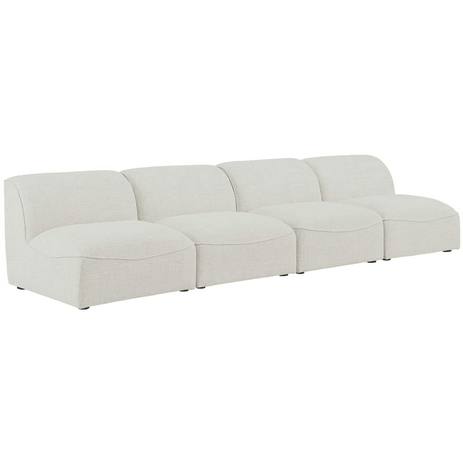 Miramar Cream Linen Textured 132'' Modular Sofa