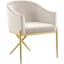 Elegant Cream Velvet Upholstered Arm Chair with Gold Metal Legs