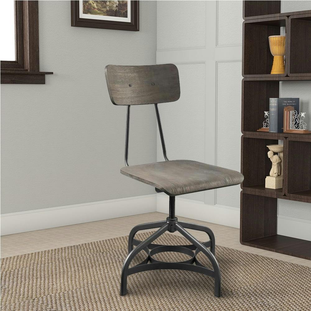 High Swivel Gray Metal Side Chair with 34" Height