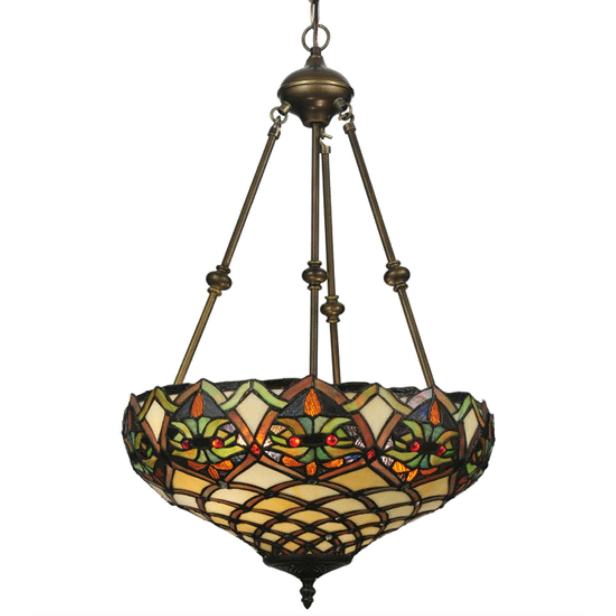 Sunburst Jewels 2-Light Bronze & Glass Bowl Pendant