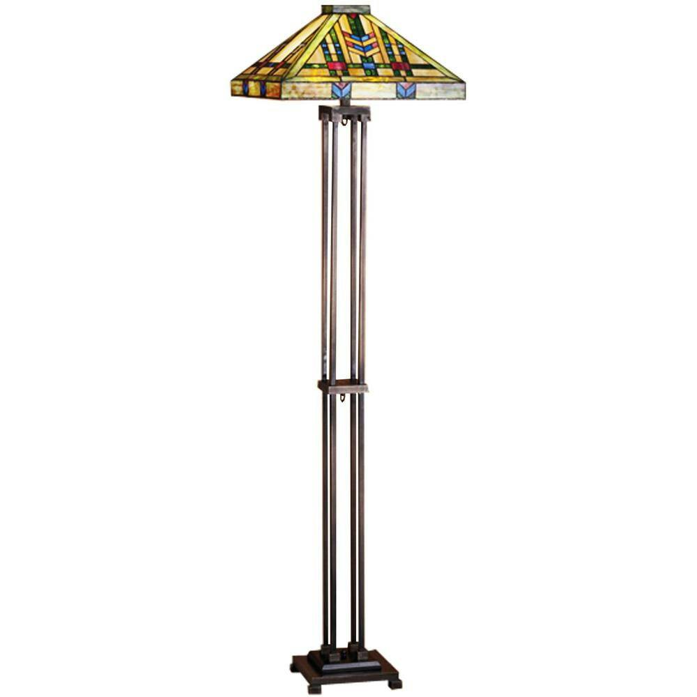 Azure Wheat Stalk 63" Stained Glass Floor Lamp in Multicolor