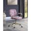 Aurora Pink Top Grain Leather Swivel Accent Chair with Fixed Arms