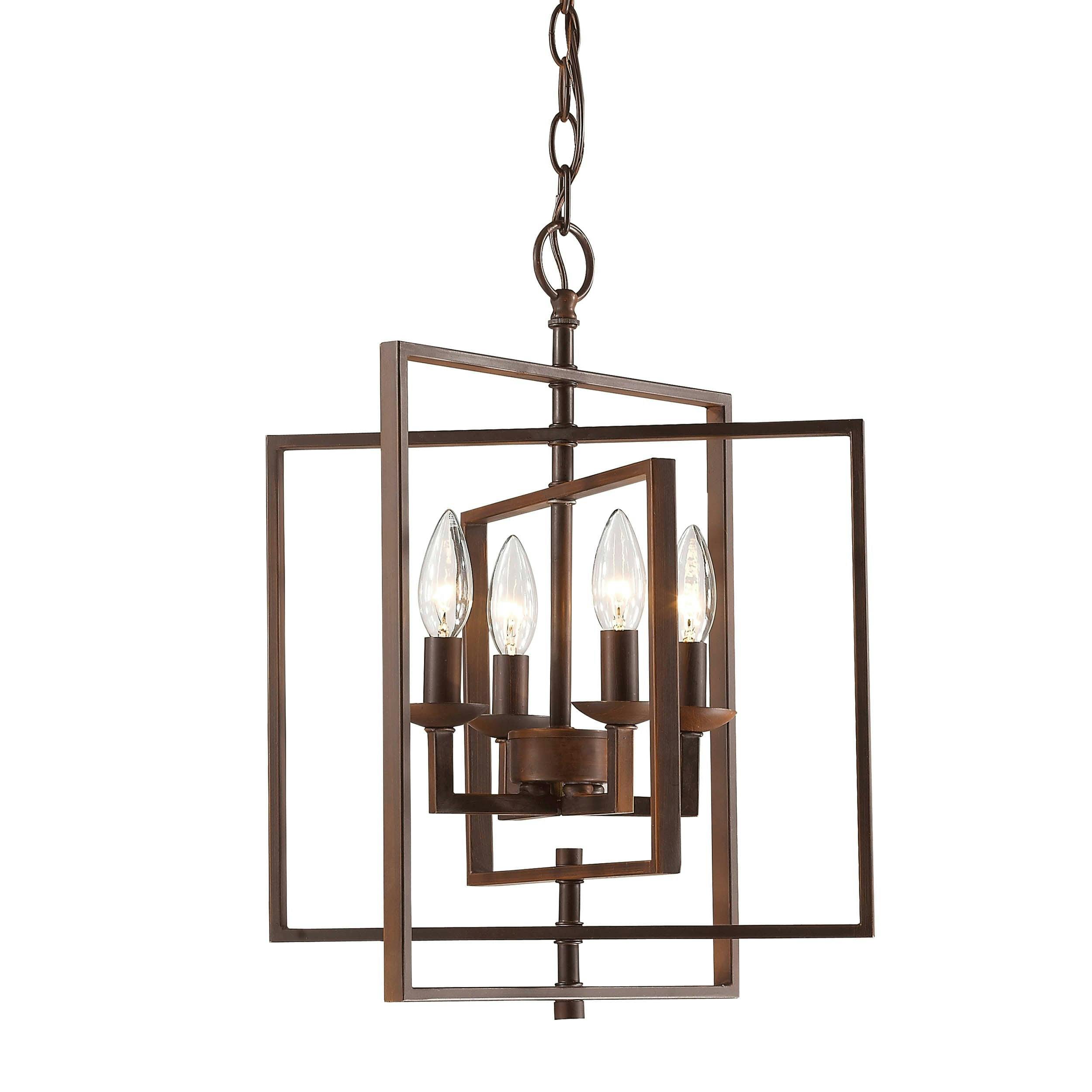 Elegant Rubbed Bronze 4-Light Indoor/Outdoor Pendant